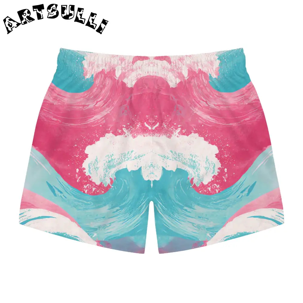 JAKKOUTTHEBXX The Great Pastelwave Pink and Blue Swim Trunks (AOP)