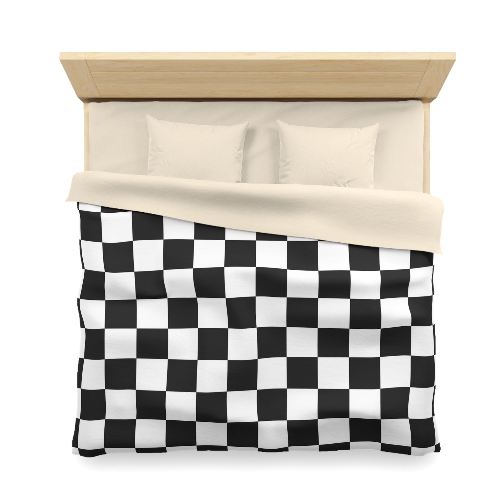 Checkerboard White and Black Microfiber Duvet Cover, Artsulli - Art is Long, Life is Short, Home Decor, , , , , , , 