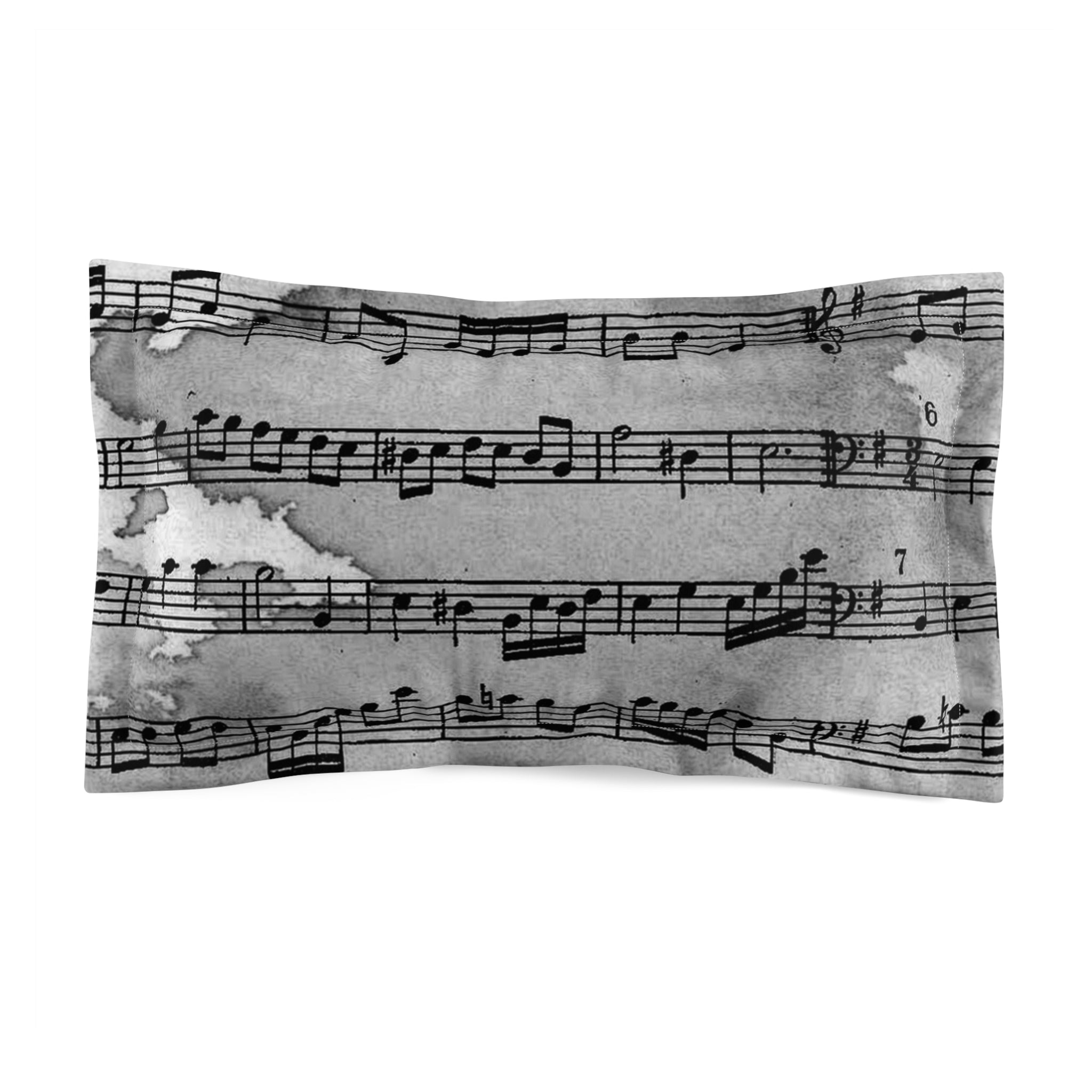 Drip Spill Type Beat Sheet Music Black Microfiber Pillow Sham, Artsulli - Art is Long, Life is Short, Home Decor, Size, King, , , , , 27514629568862010613