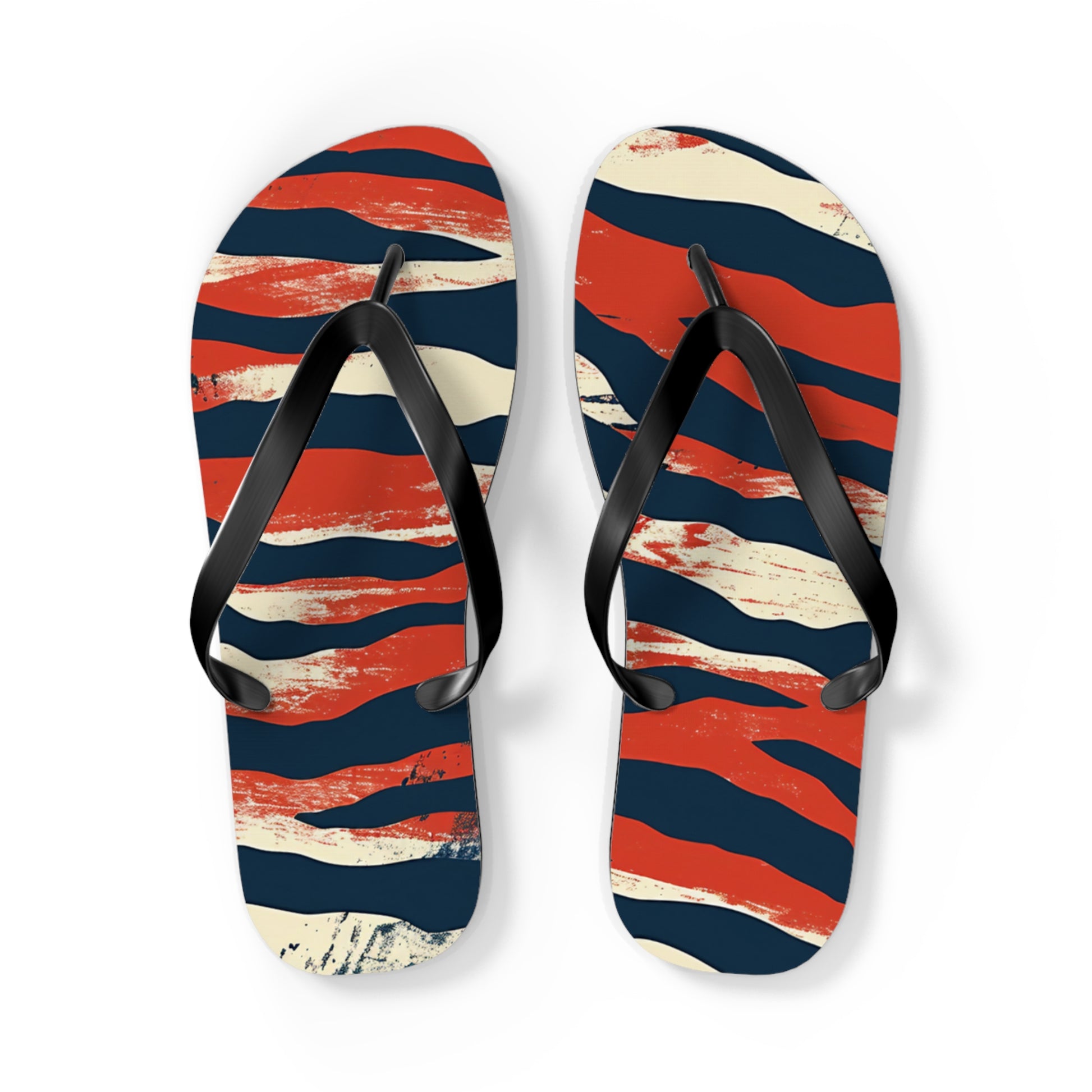 Camo Tiger Stripes Flip Flops, Artsulli - Art is Long, Life is Short, Shoes, Size, L, Color, Black sole, , , 17596293267593