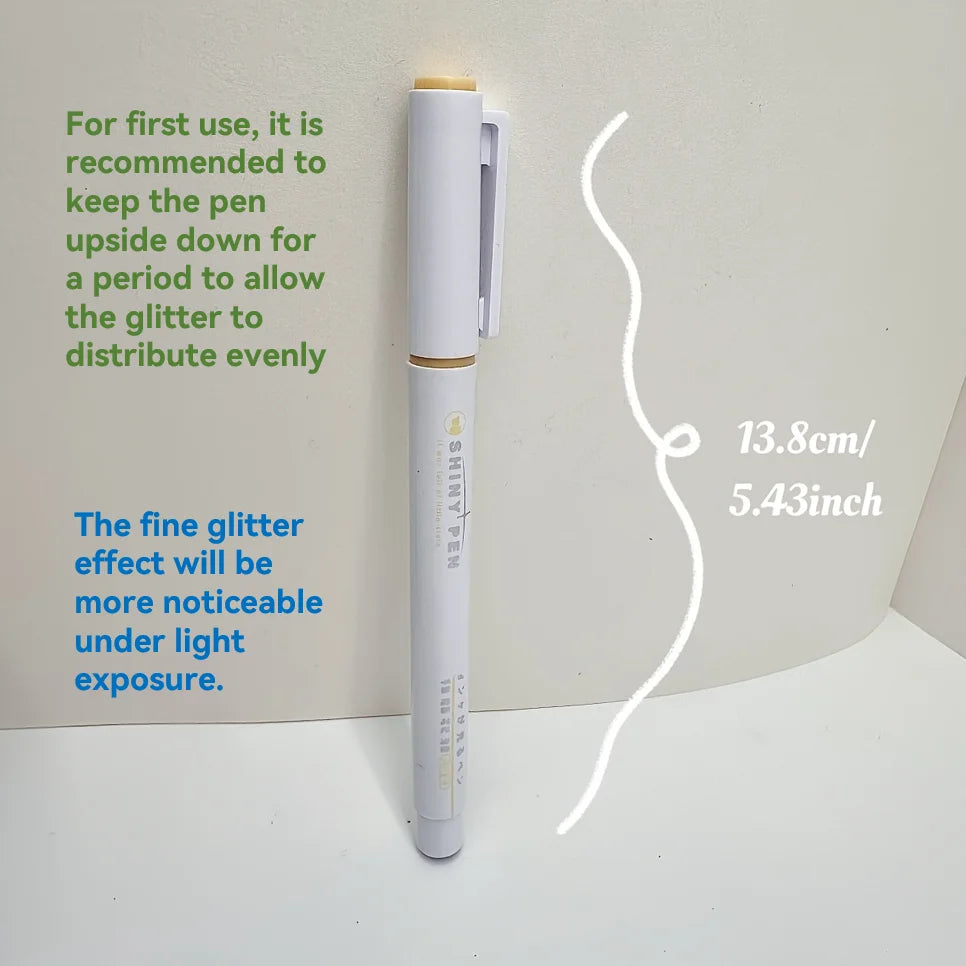 12pcs Glitter Shiny Highlighter Marker pens, colorful Painted Stationery School Supplies, Glitter, Fluorescent & Colored Markers