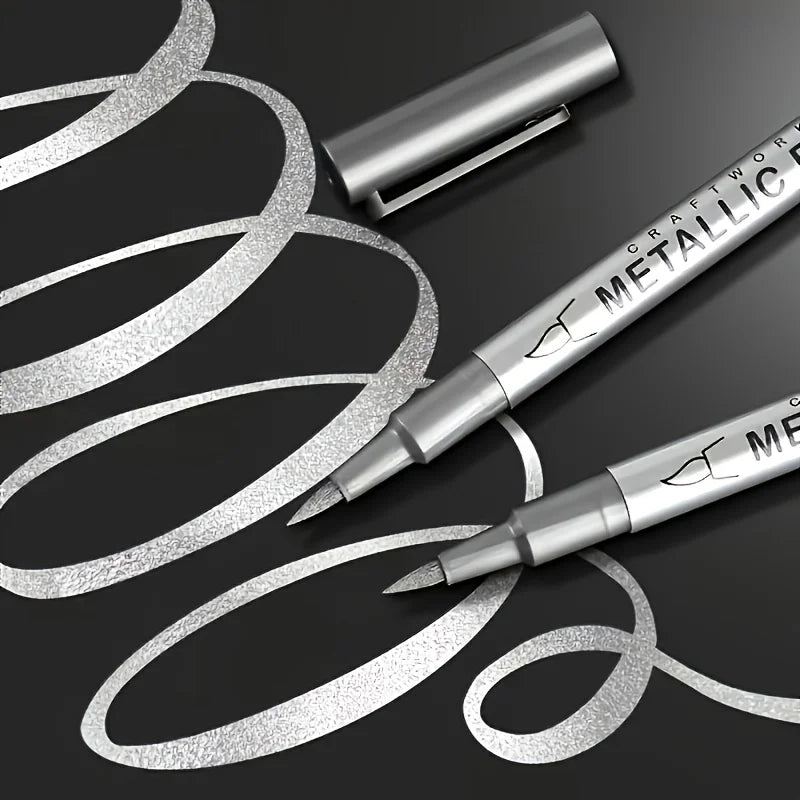 4pcs Golden & Silvery Permanent Marker Pens - Waterproof, Ideal for DIY Crafts, Resin Art, and Office Supplies, Painting Tools