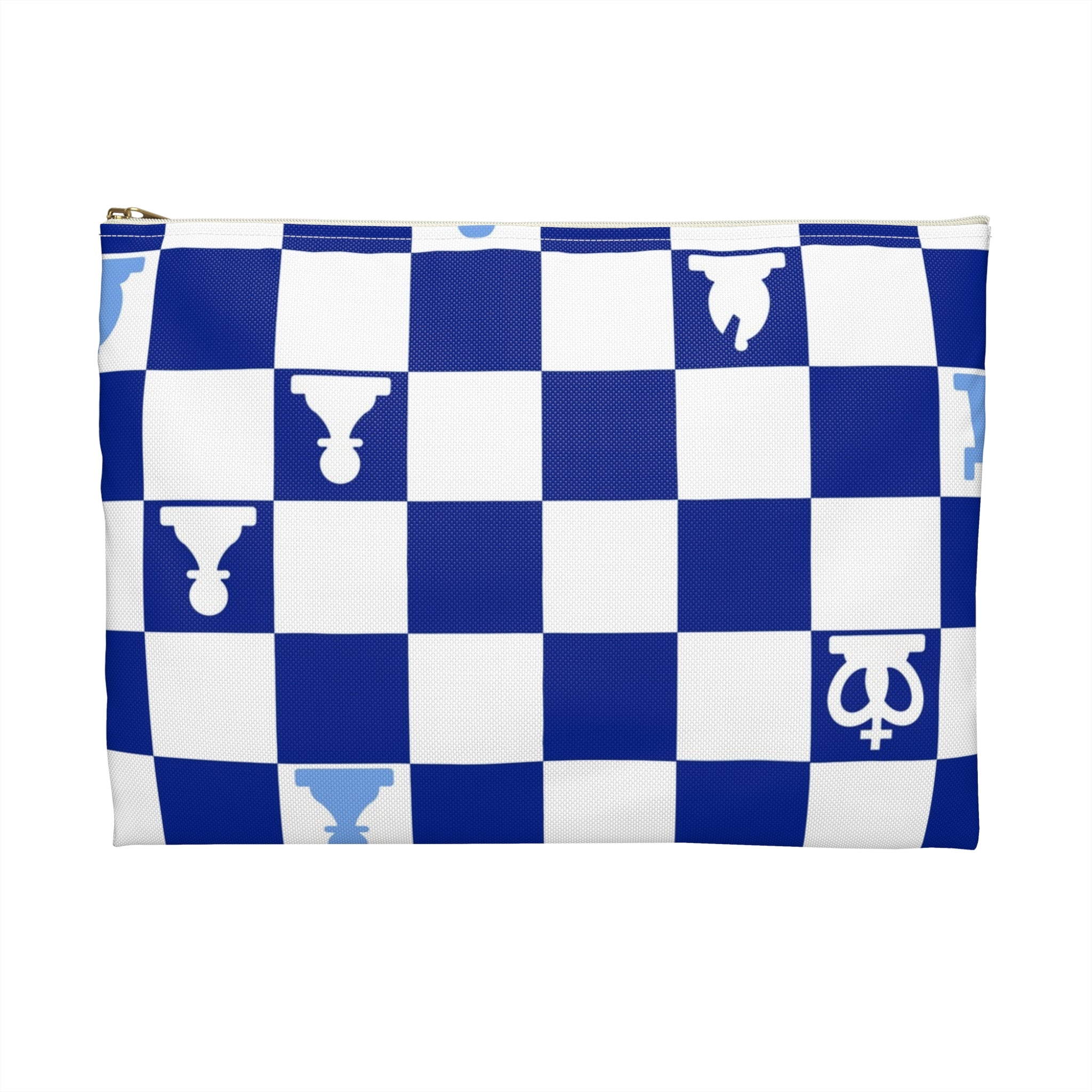 Chessboard Navy Blue Accessory Pouch, Artsulli - Art is Long, Life is Short, Bags, , , , , , , 