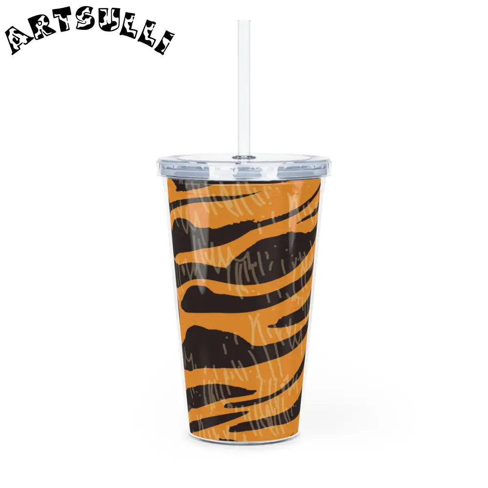 JAKKOUTTHEBXX Tiger Scratches Orange & Black Plastic Tumbler