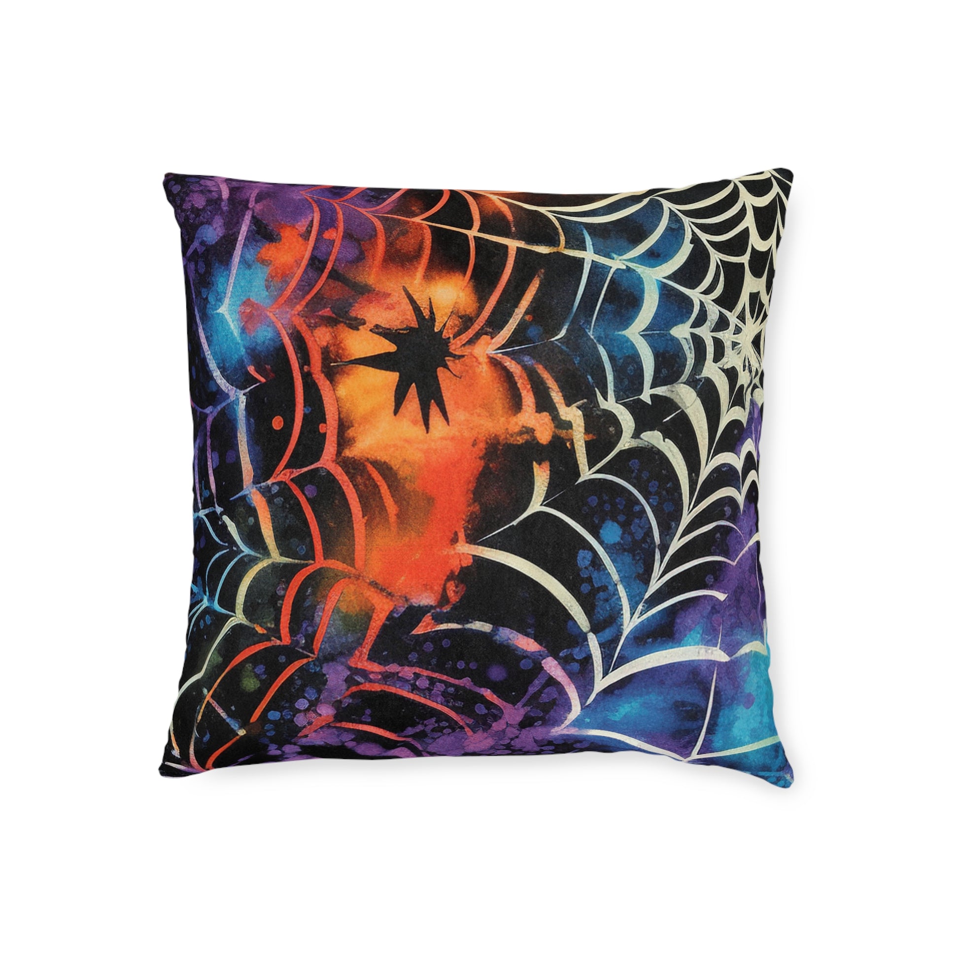 Spider Web Tie Dye Square Pillow, Artsulli - Art is Long, Life is Short, Home Decor, Size, 18" × 18", , , , , 22006173069422360558