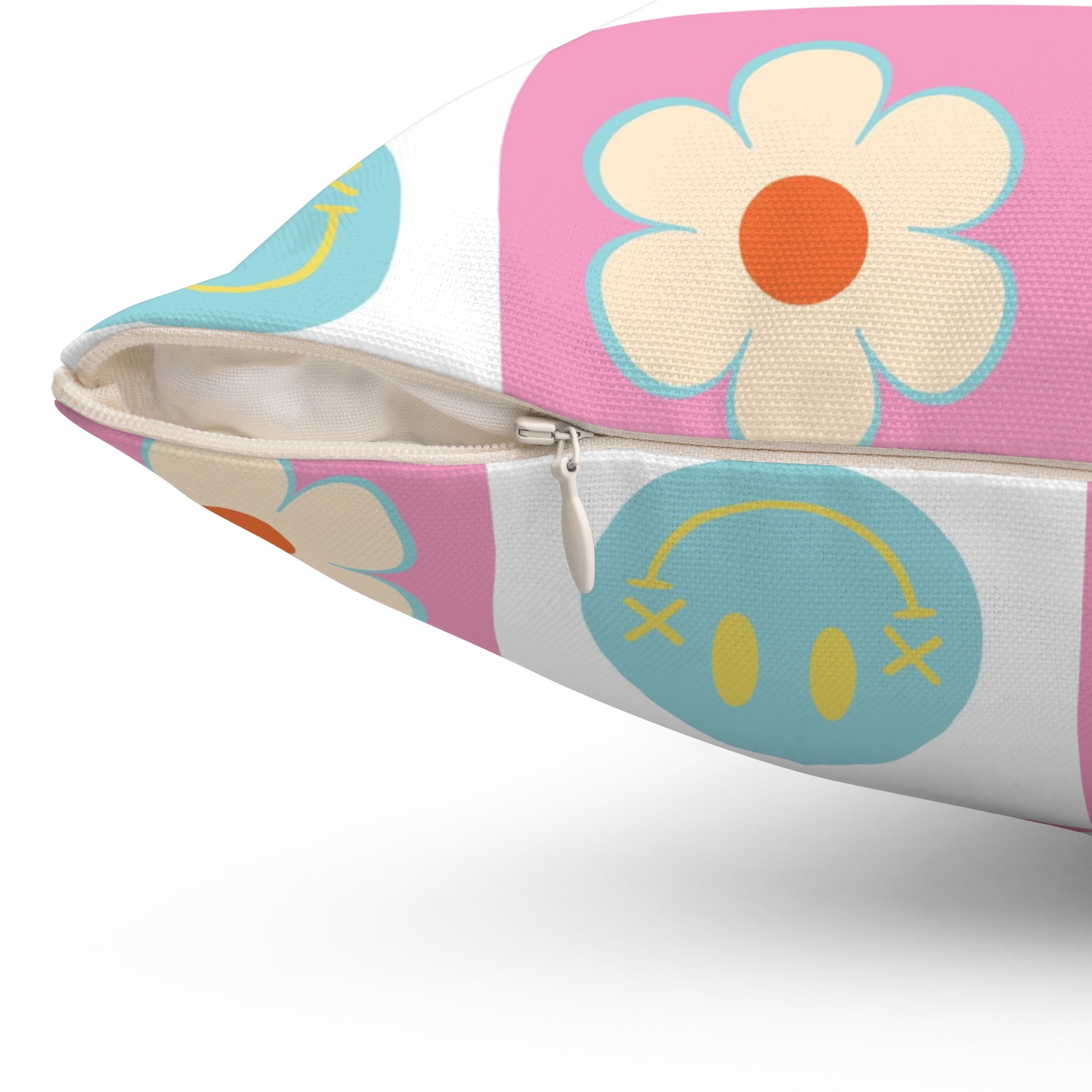 Madotsukis Grin Bloom Spun Polyester Square Pillow, Artsulli - Art is Long, Life is Short, Home Decor, , , , , , , 