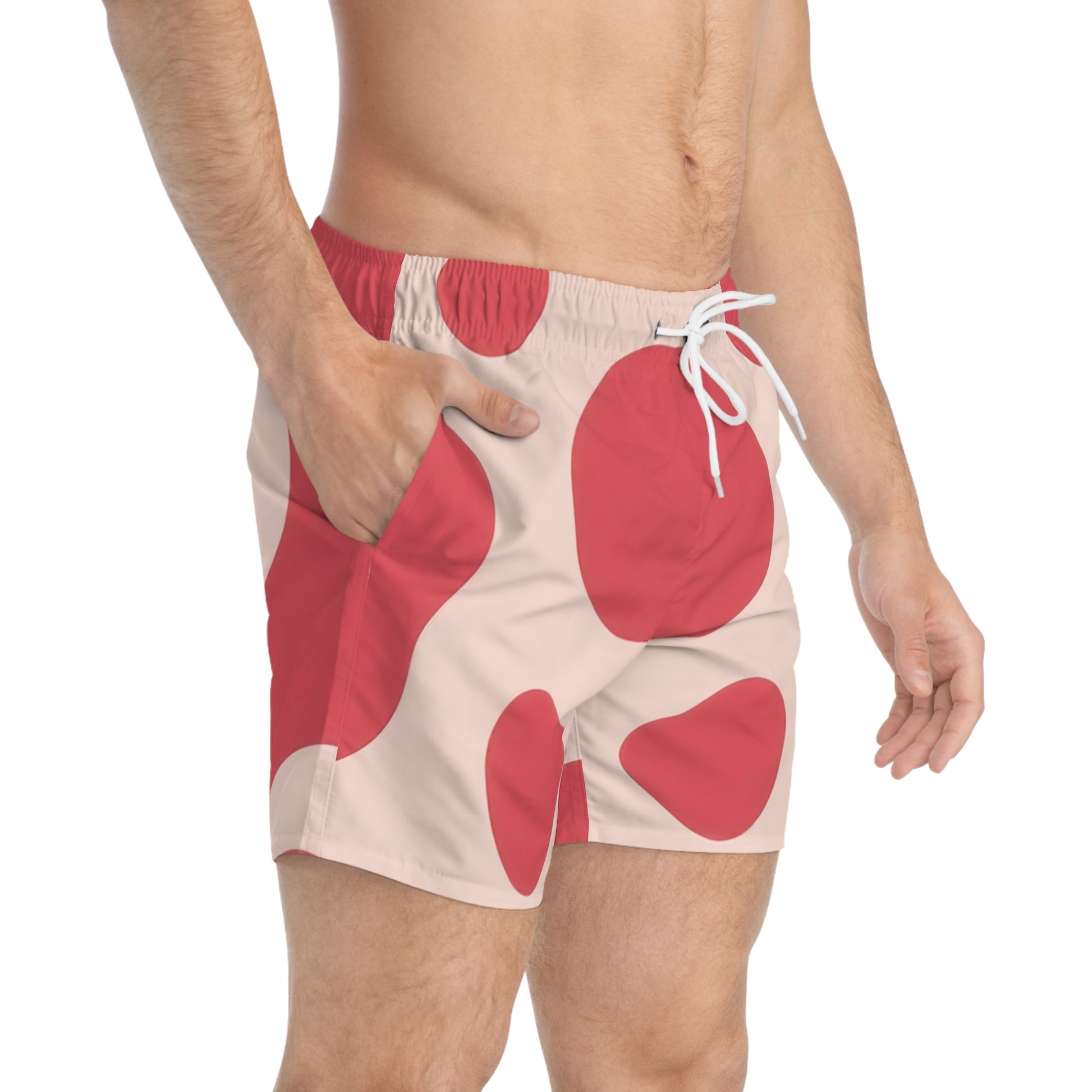 Red Jungle Cow Swim Trunks (AOP), Artsulli - Art is Long, Life is Short, All Over Prints, , , , , , , 