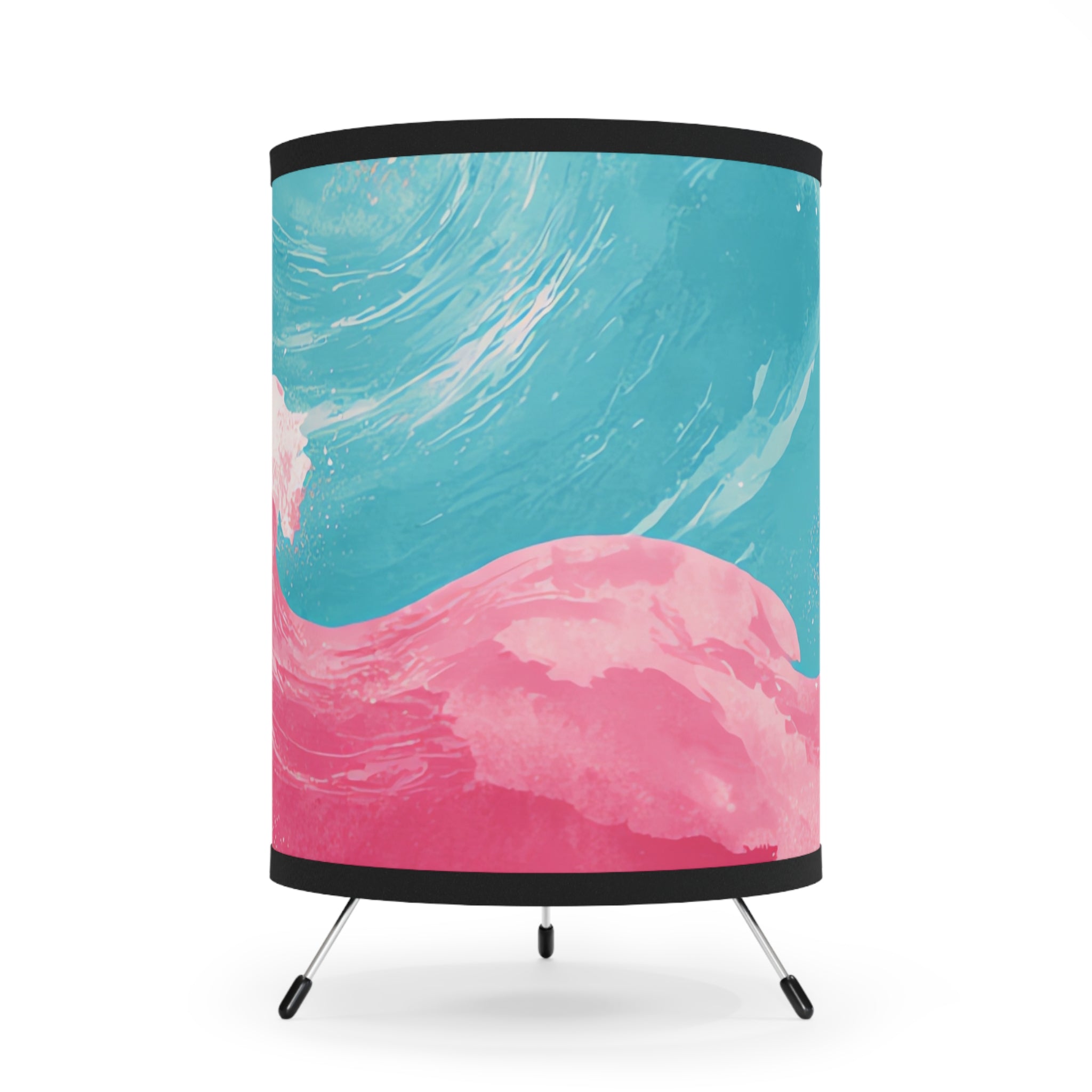 The Great Pastelwave Pink and Blue Tripod Lamp with High-Res Printed Shade, US\CA plug, Artsulli - Art is Long, Life is Short, Home Decor, Size, One size, Color, Black, , , 16329377070869412186