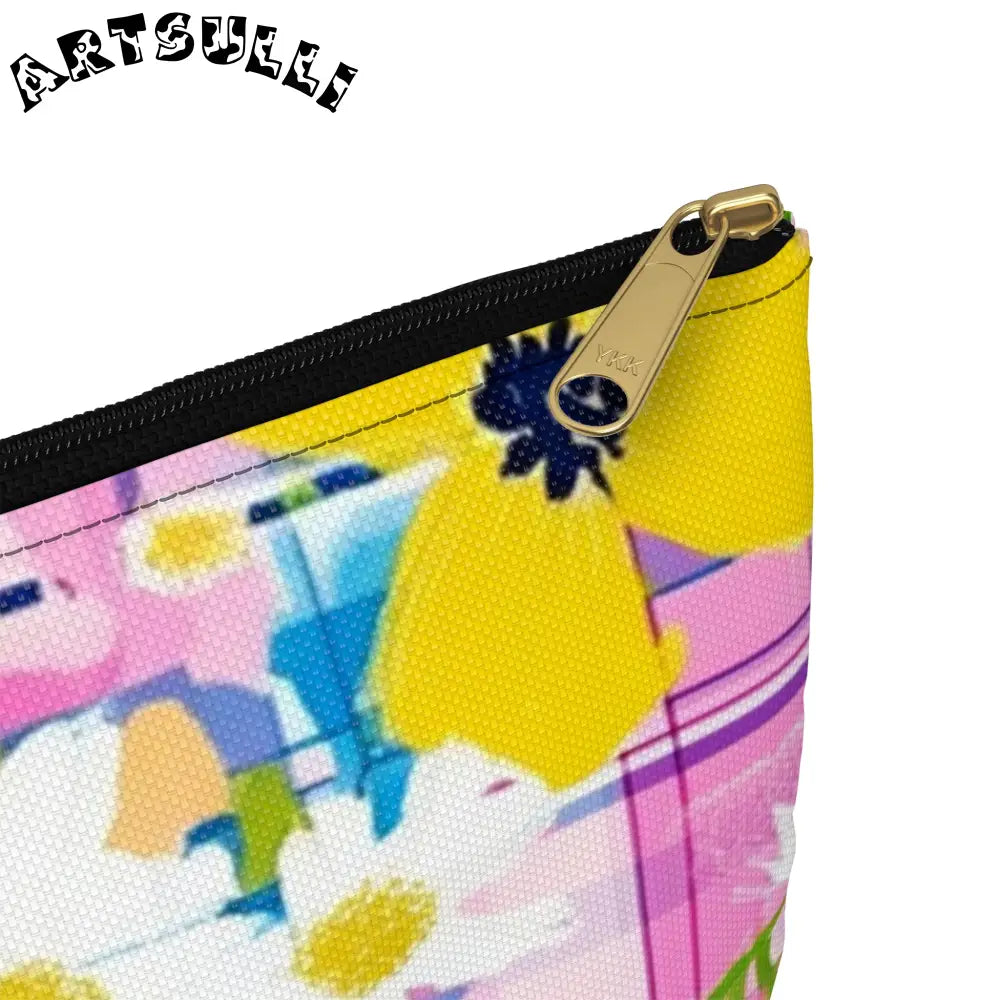 JAKKOUTTHEBXX Plaid Garden Pink and Purple Accessory Pouch