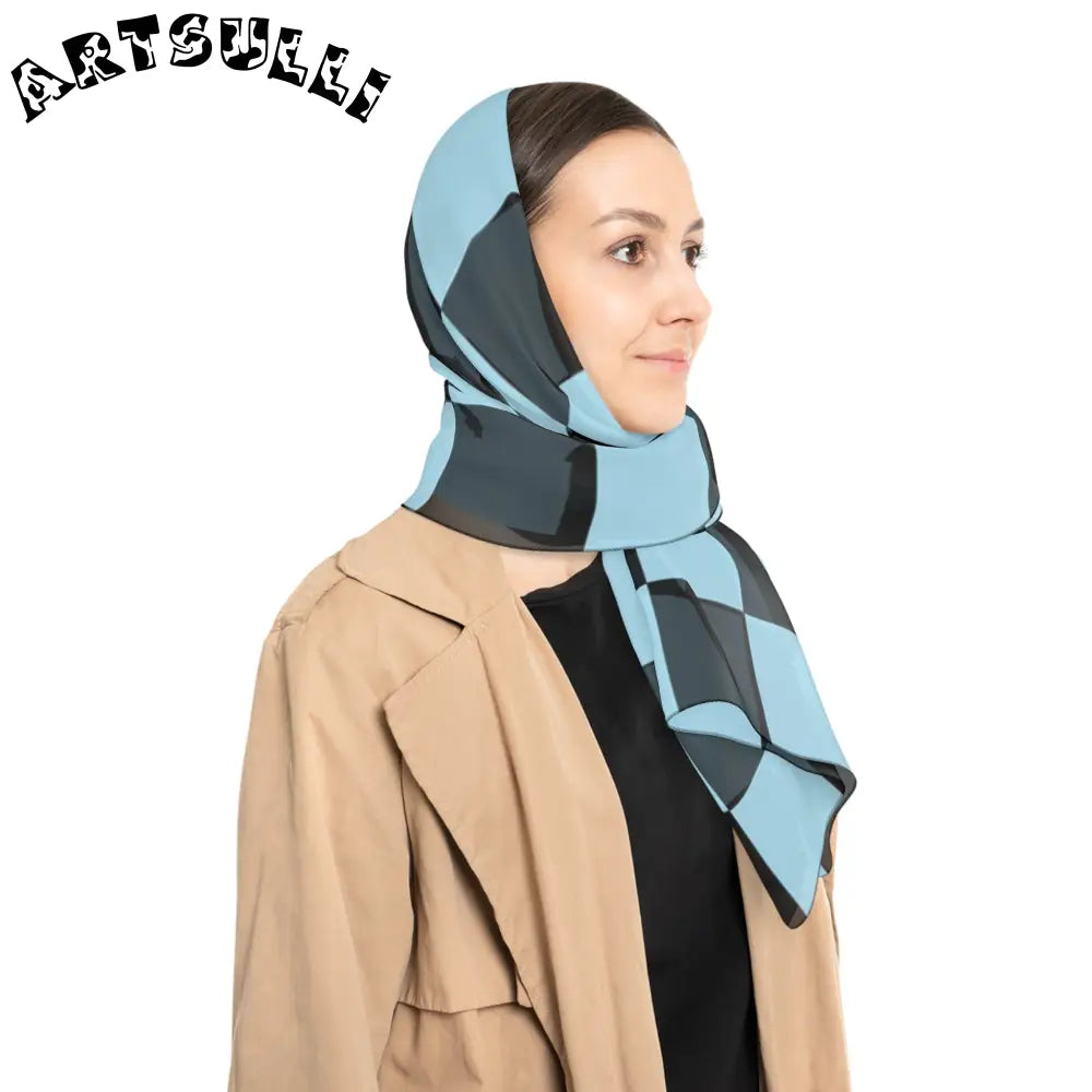 JAKKOUTTHEBXX Checkerboard Black and Blue Poly Scarf JAKKOUTTHEBXX