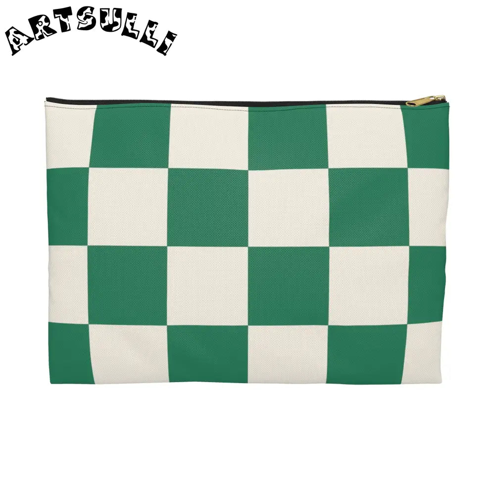 JAKKOUTTHEBXX Checkerboard Dark Green Accessory Pouch JAKKOUTTHEBXX