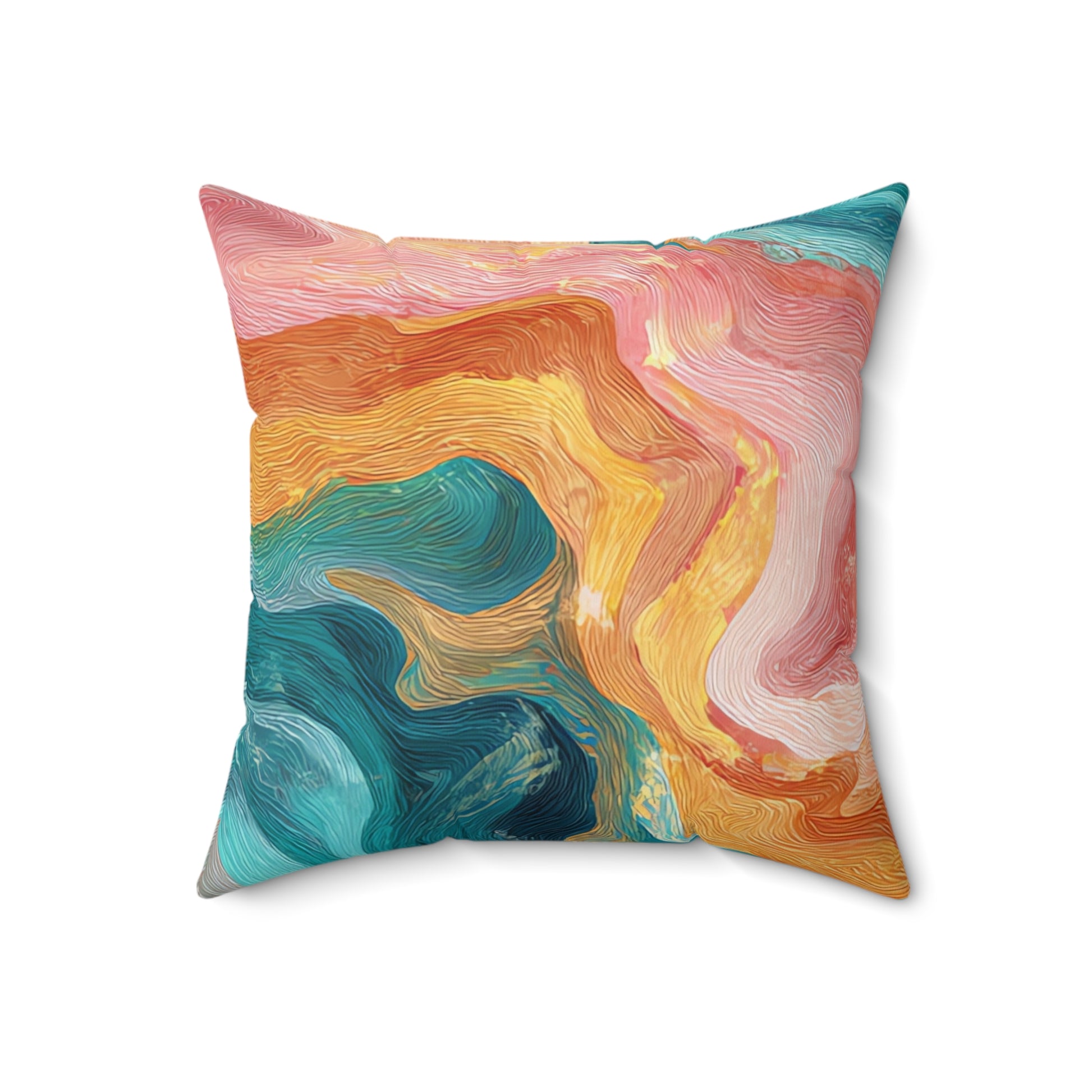 Liquid Marble Spill Spun Polyester Square Pillow, Artsulli - Art is Long, Life is Short, Home Decor, Size, 18" × 18", , , , , 16968642361756414305