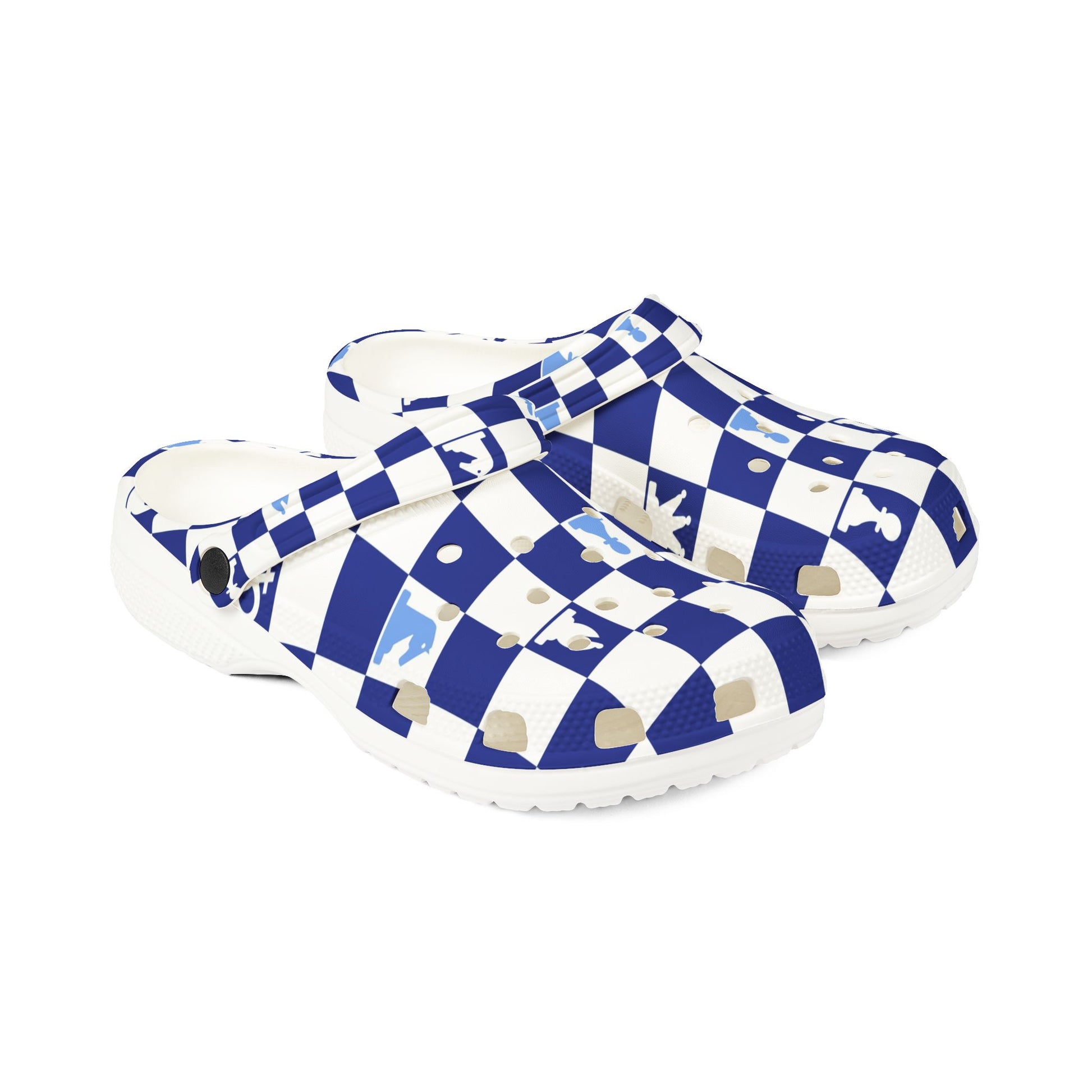 Chessboard Navy Blue EVA Foam Rubber Shoes (AOP), Artsulli - Art is Long, Life is Short, Shoes, , , , , , , 