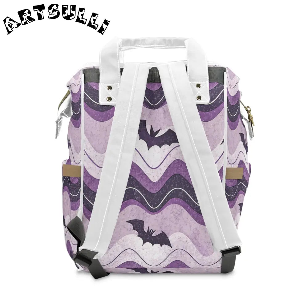 JAKKOUTTHEBXX Bat Wave Purple Multifunctional Diaper Backpack