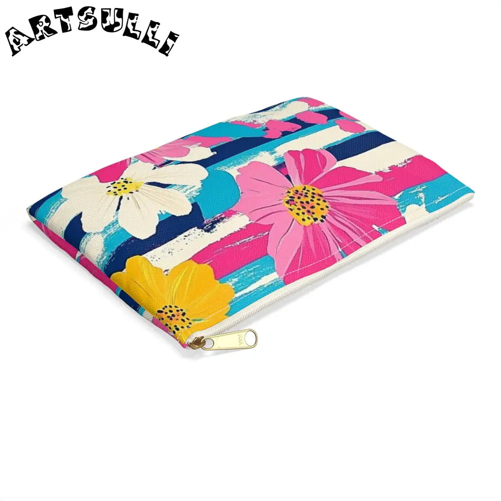 JAKKOUTTHEBXX Dayglo Floral Stripes II Multi-Color Accessory Pouch