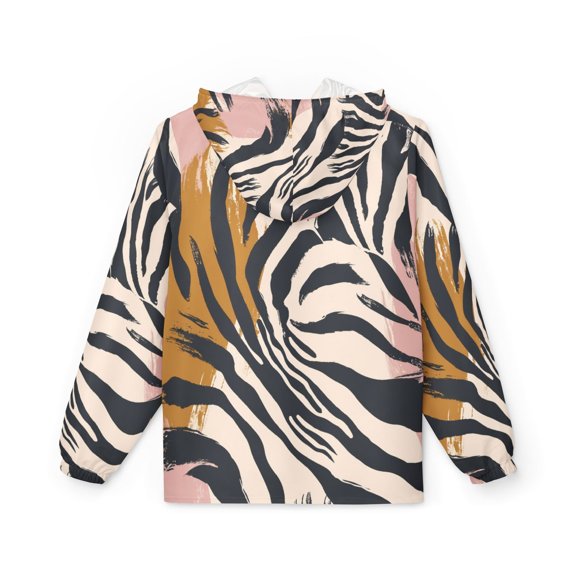 Beige Zebra Jungle Flats Windbreaker Jacket (AOP), Artsulli - Art is Long, Life is Short, Outerwear, , , , , , , 