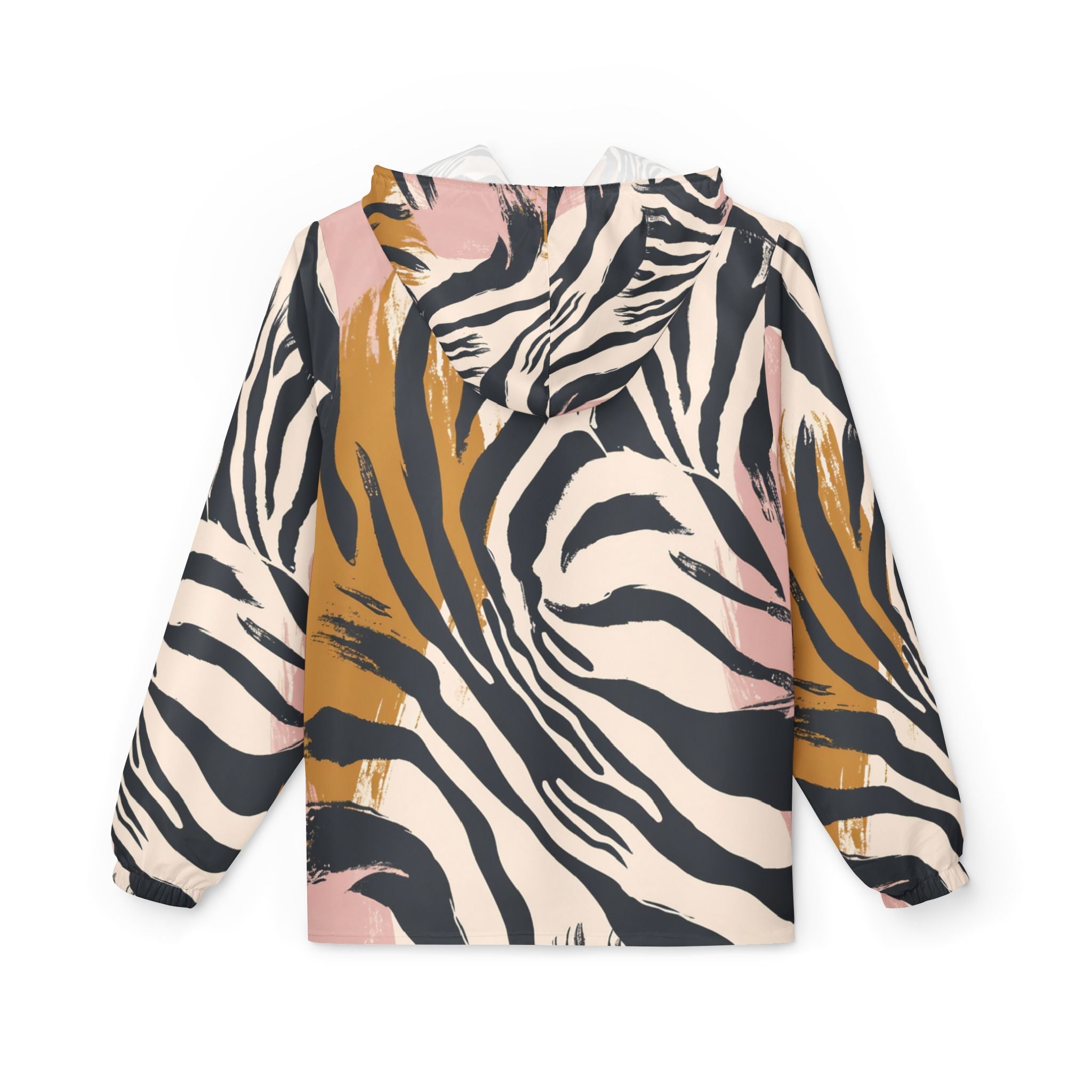 Beige Zebra Jungle Flats Windbreaker Jacket (AOP), Artsulli - Art is Long, Life is Short, Outerwear, , , , , , , 