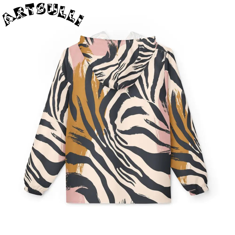 JAKKOUTTHEBXX Pink Brown Zebra Print Windbreaker Jacket 2025