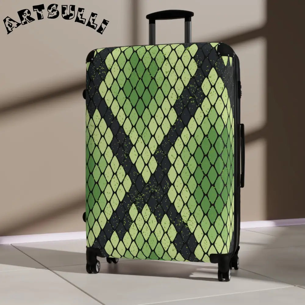 JAKKOUTTHEBXX Snake Skin Green and Black Suitcase JAKKOUTTHEBXX