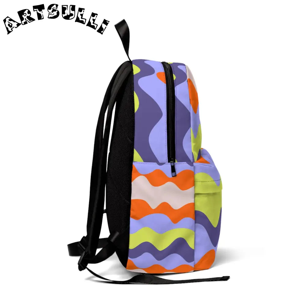 JAKKOUTTHEBXX Waves Yellow and Blue Unisex Classic Backpack