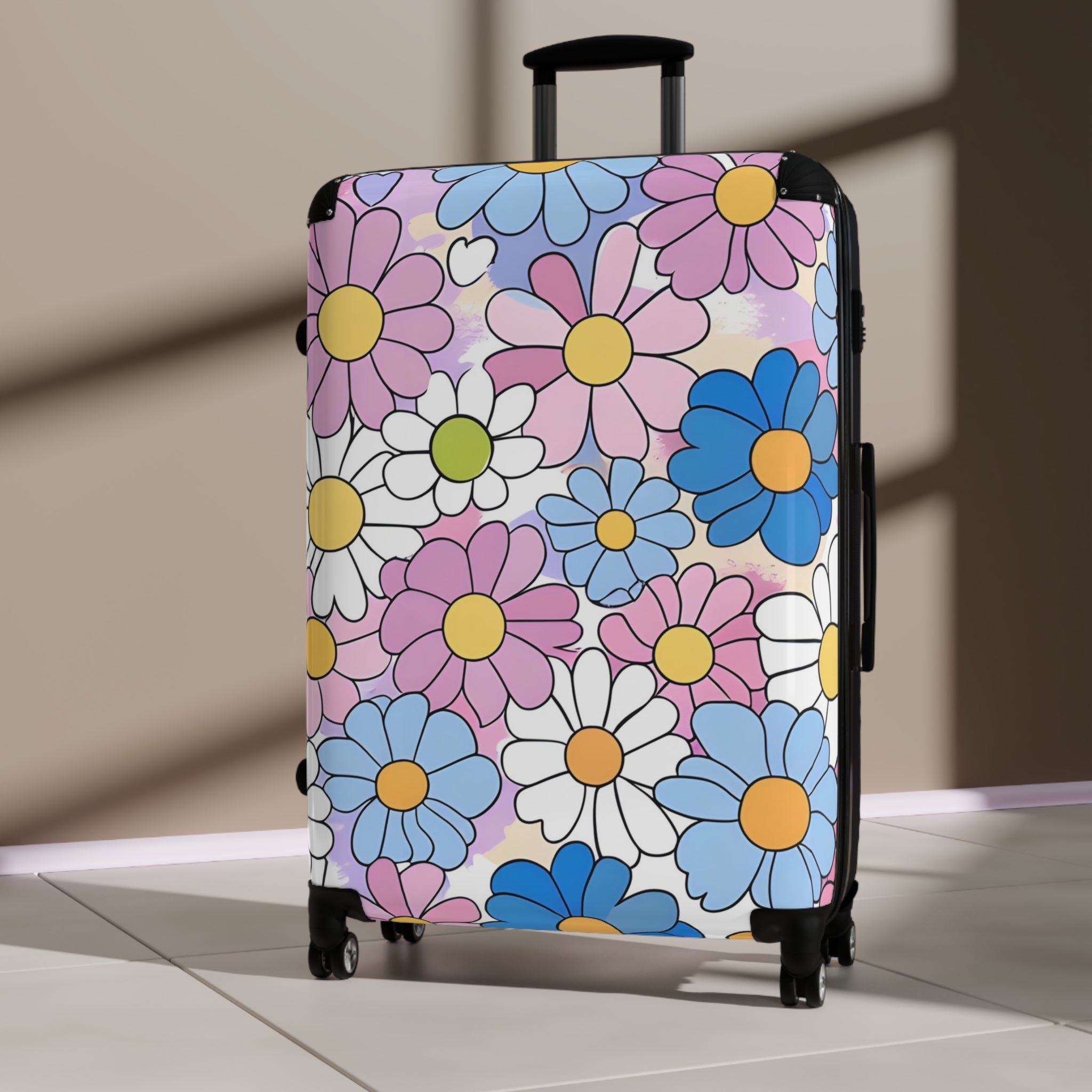 Flower Hour Purple and Blue Suitcase, Artsulli - Art is Long, Life is Short, Bags, , , , , , , 