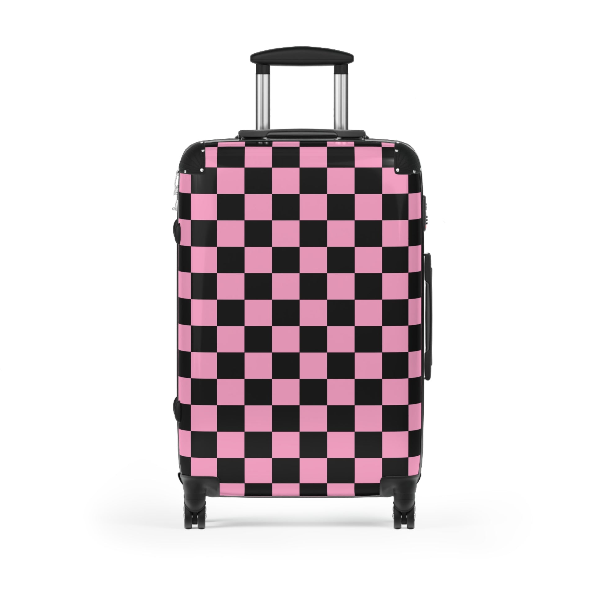 Checkerboard Black and Pink Suitcase, Artsulli - Art is Long, Life is Short, Bags, Size, Medium, Color, Black, , , 96144936061620959993