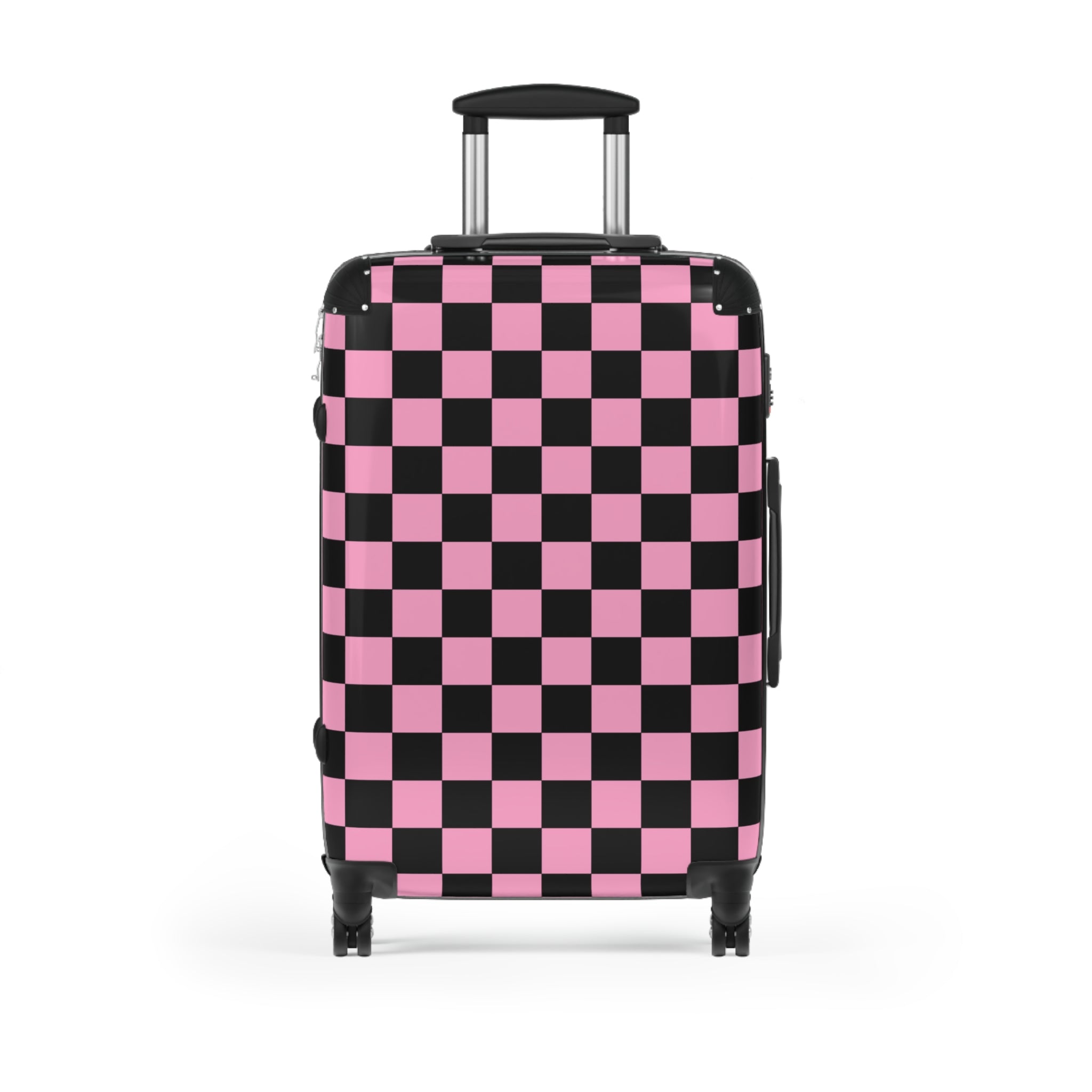 Checkerboard Black and Pink Suitcase, Artsulli - Art is Long, Life is Short, Bags, Size, Medium, Color, Black, , , 96144936061620959993