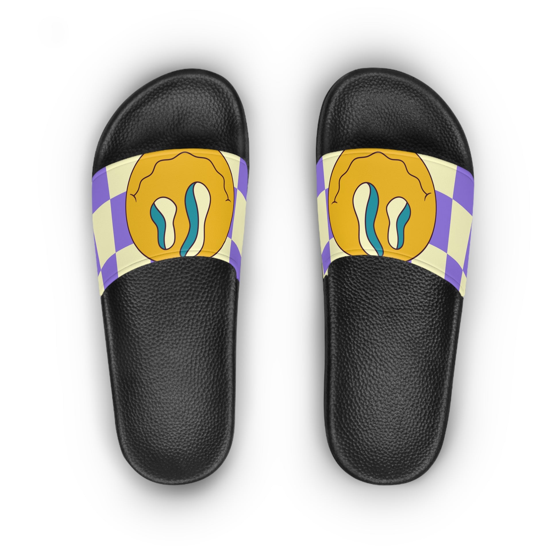 Trippy Flower Power Motifs Women's Slide Sandals, Artsulli - Art is Long, Life is Short, Shoes, , , , , , , 