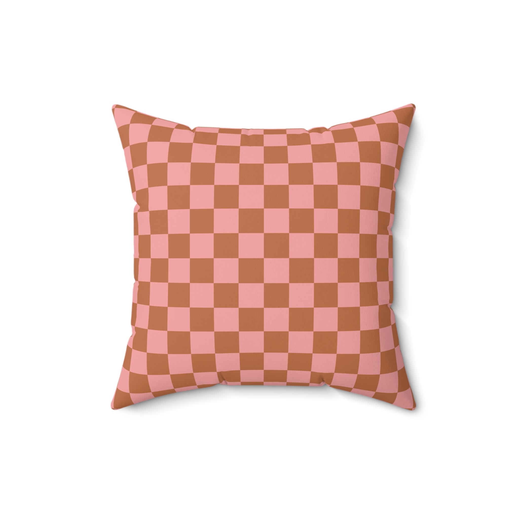 Chessboard II Pink and Brown Spun Polyester Square Pillow, Artsulli - Art is Long, Life is Short, Home Decor, Size, 16" × 16", , , , , 58462715053711618713