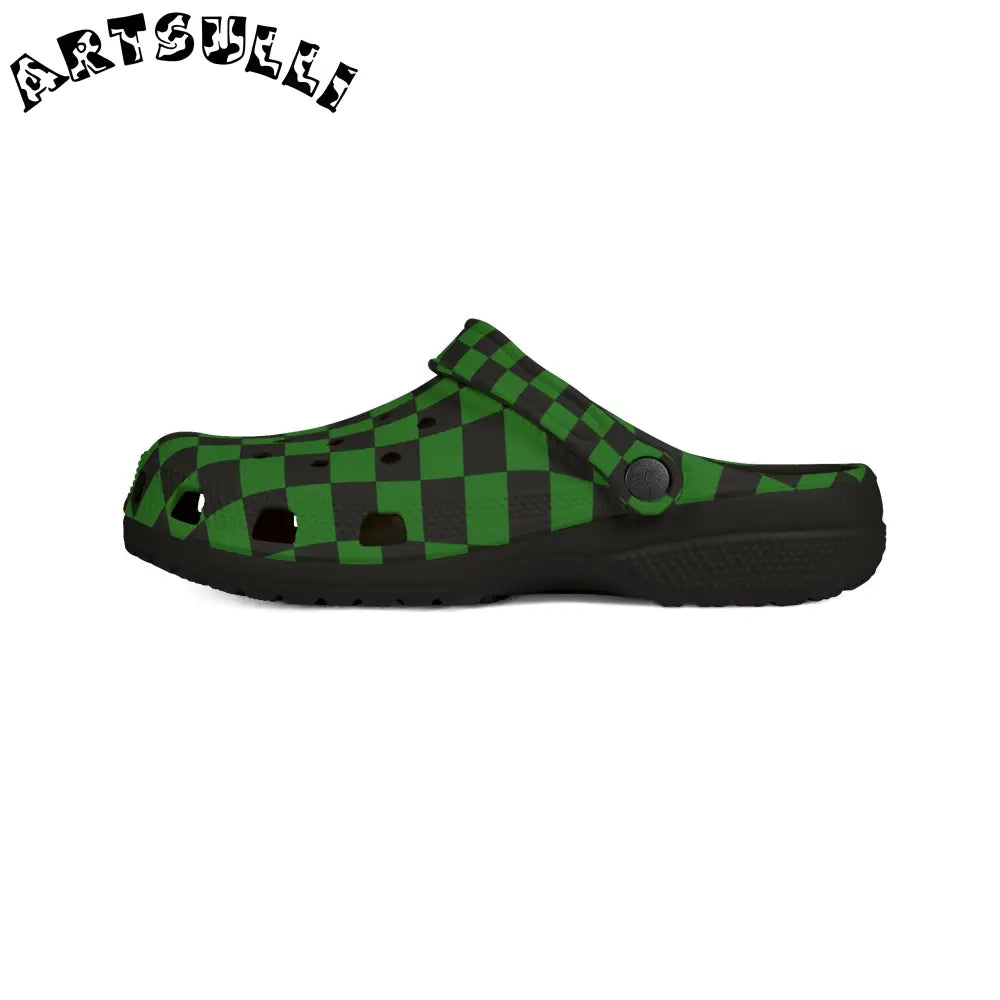 JAKKOUTTHEBXX Checkerboard Green and Black EVA Foam Rubber Shoes