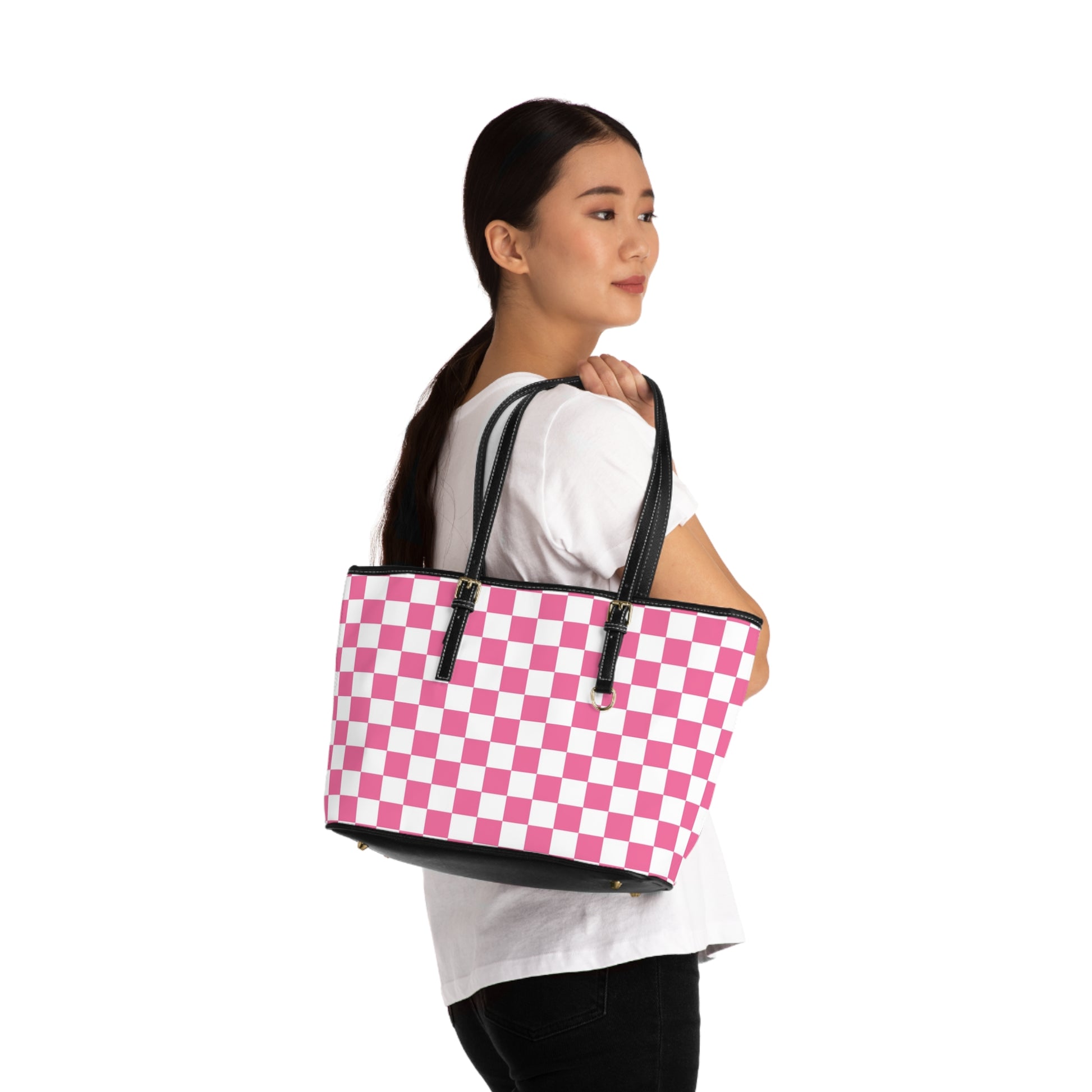 Yuyushiki Pink Check PU Leather Shoulder Bag, Artsulli - Art is Long, Life is Short, Bags, , , , , , , 
