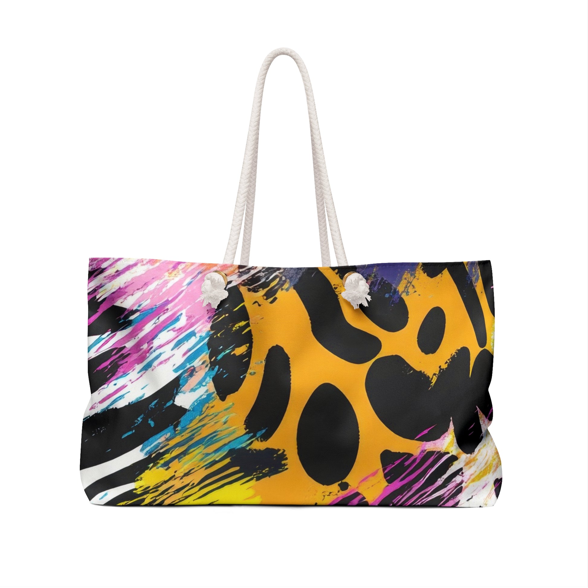 Zebra Stripes x Leapord Print x Paint Splatter Multi-Color Weekender Bag, Artsulli - Art is Long, Life is Short, Bags, , , , , , , 