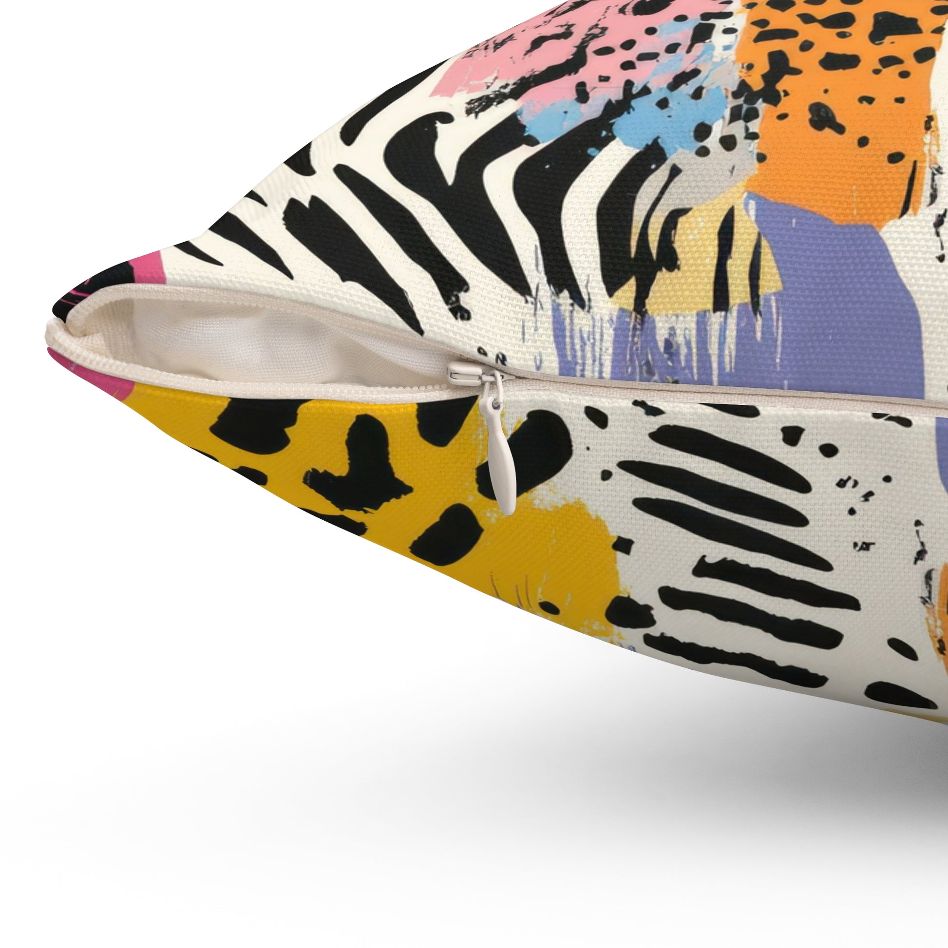 Animal Print x Paint Brush Strokes Multi-Color Spun Polyester Square Pillow, Artsulli - Art is Long, Life is Short, Home Decor, , , , , , , 
