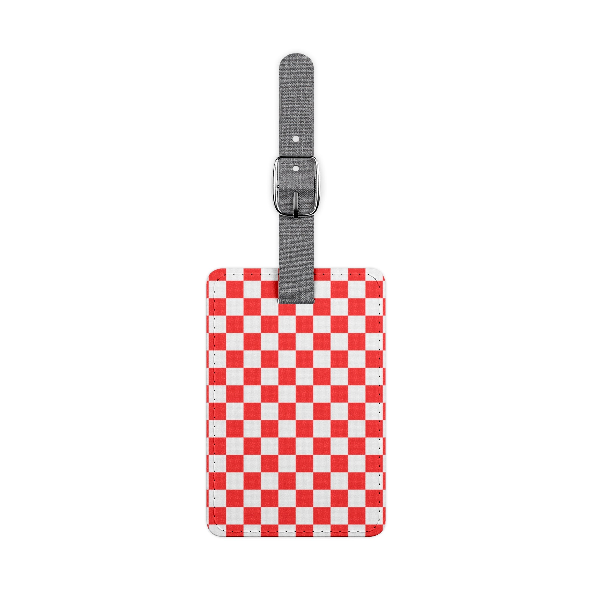 Checkerboard Red and White Saffiano Polyester Luggage Tag, Rectangle, Artsulli - Art is Long, Life is Short, Accessories, Size, One size, Shape, Rectangle, , , 11768244483639279838