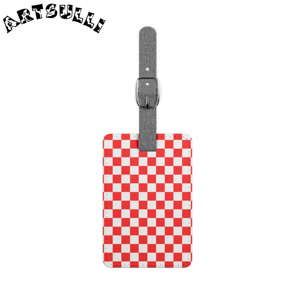 JAKKOUTTHEBXX Checkerboard Red and White Saffiano Polyester Luggage