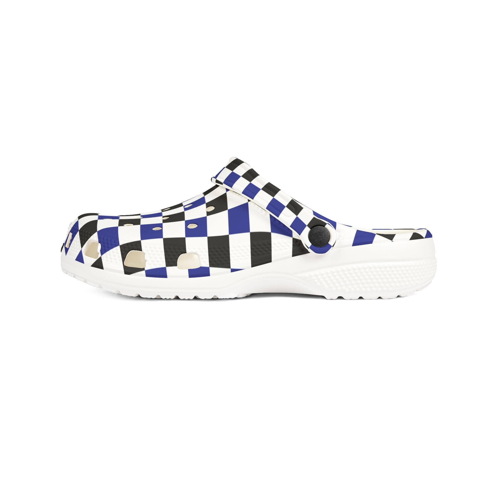 Checkerboard Blue White and Black EVA Foam Rubber Shoes (AOP), Artsulli - Art is Long, Life is Short, Shoes, , , , , , , 
