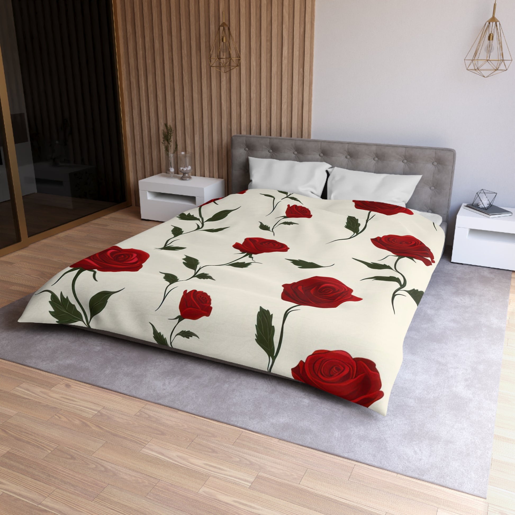 Red Roses Microfiber Duvet Cover, Artsulli - Art is Long, Life is Short, Home Decor, , , , , , , 