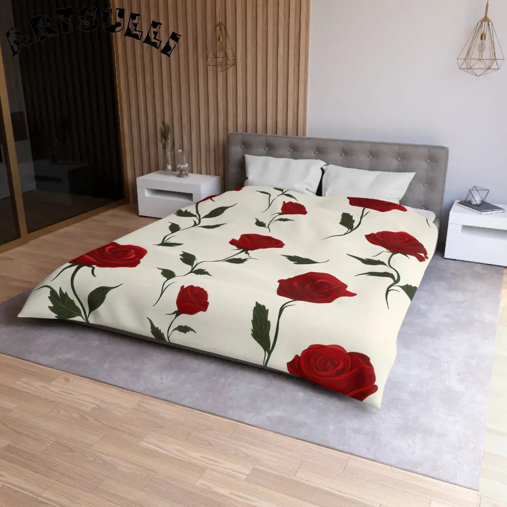 JAKKOUTTHEBXX Red Roses Microfiber Duvet Cover JAKKOUTTHEBXX