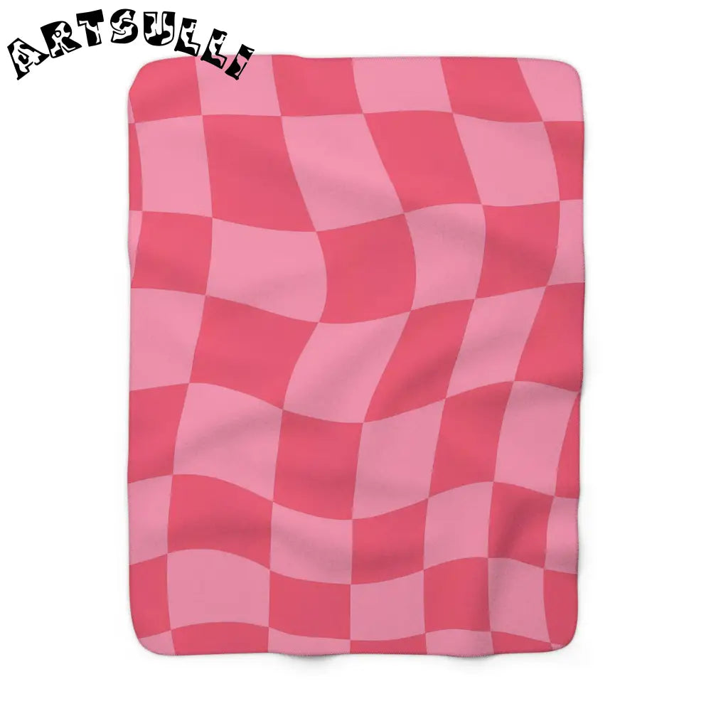 JAKKOUTTHEBXX Race Track Women Checkerboard Hot Pink Sherpa Fleece