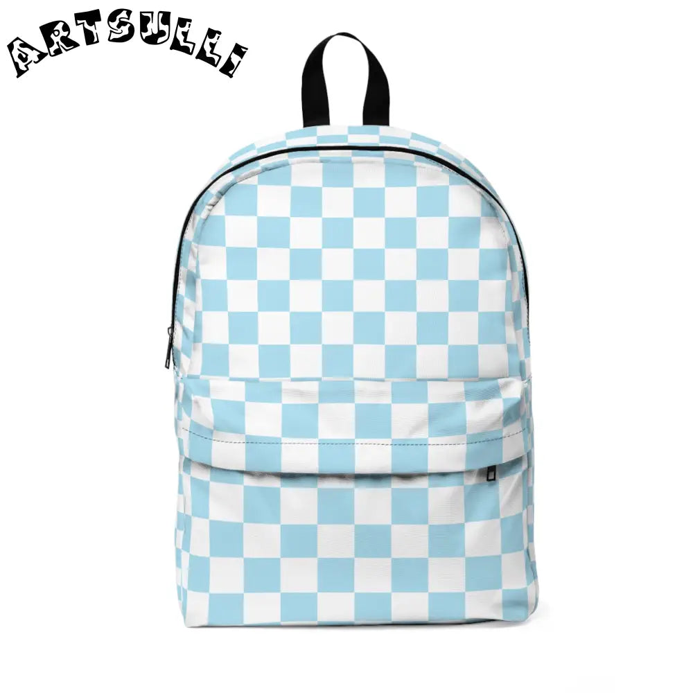 JAKKOUTTHEBXX Checkerboard Sky Blue Unisex Classic Backpack