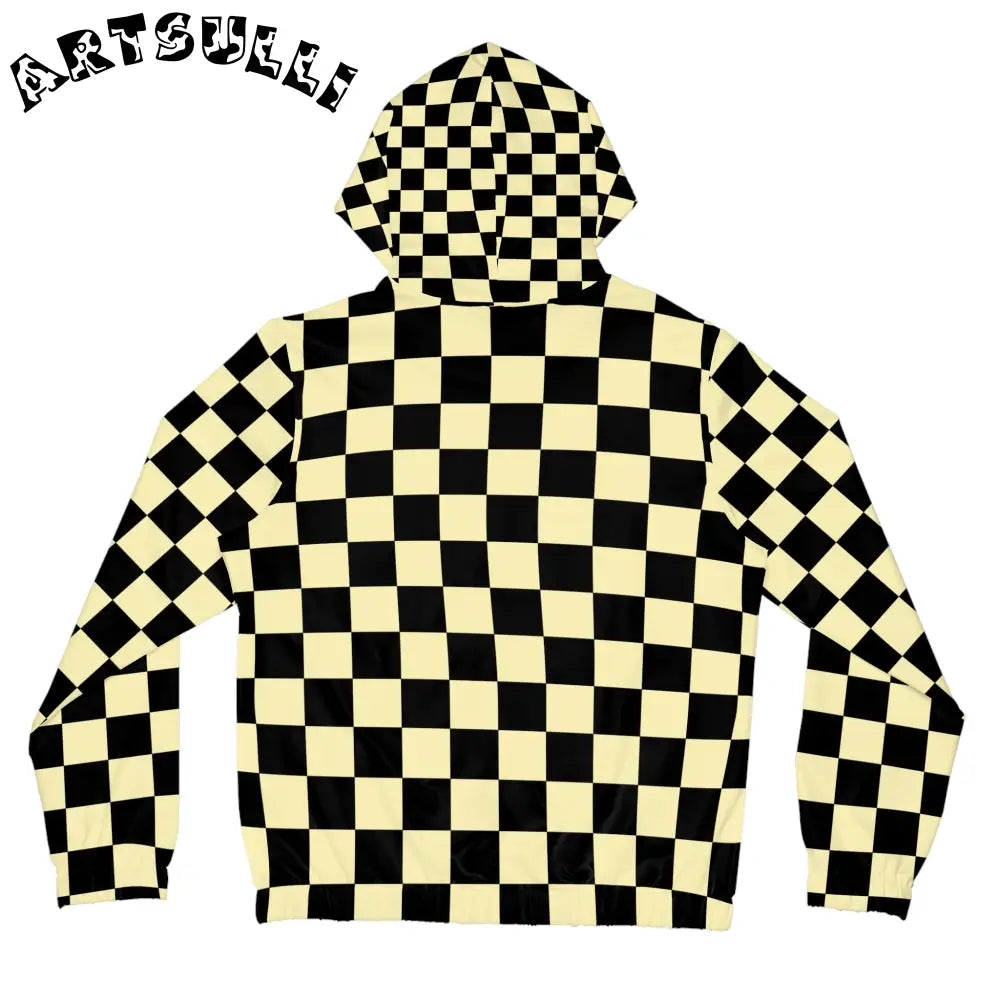 JAKKOUTTHEBXX Checkerboard Black and Yellow Women’s Full-Zip Hoodie