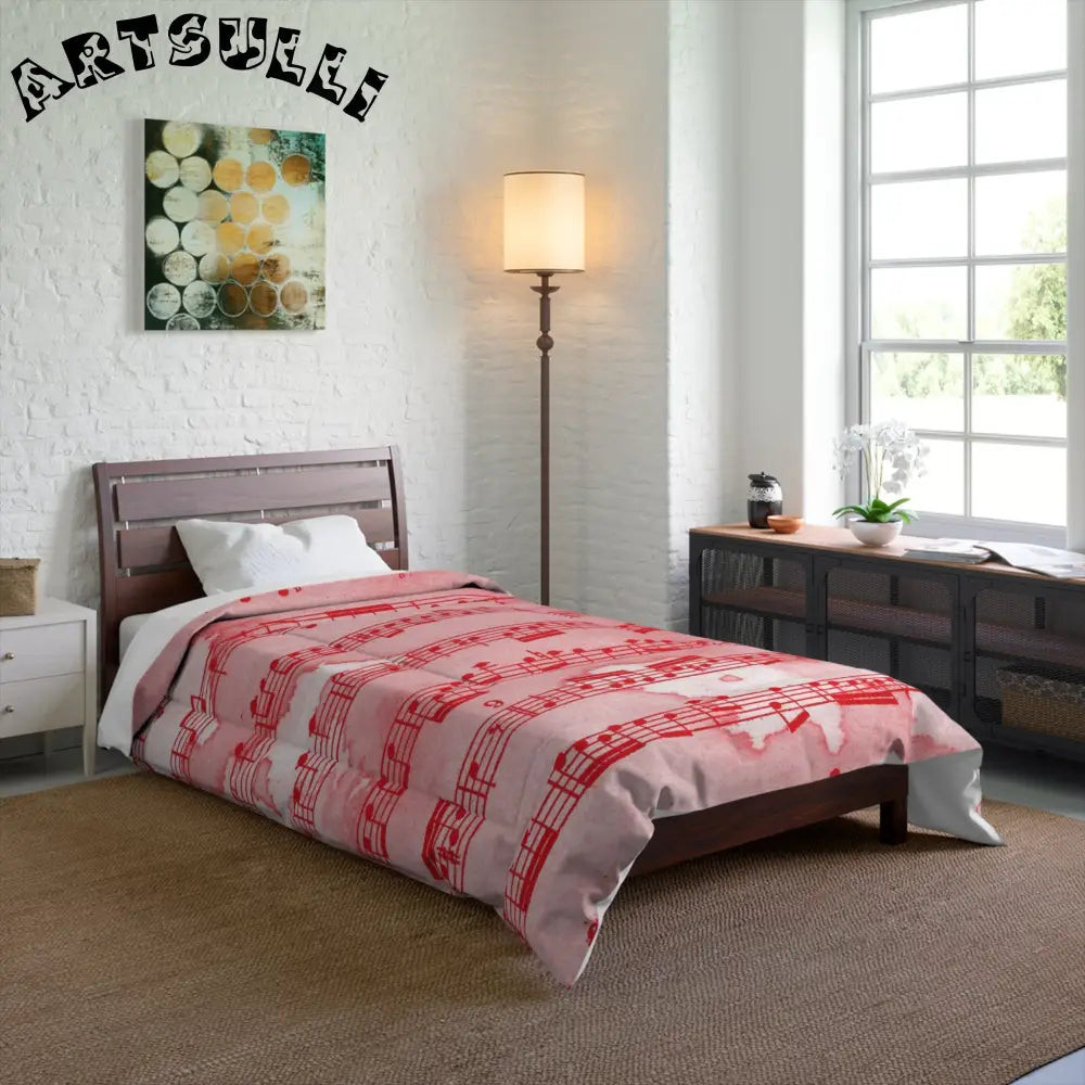 JAKKOUTTHEBXX Red Music Note Cozy Blanket with Premium Illustrations Printed 2025