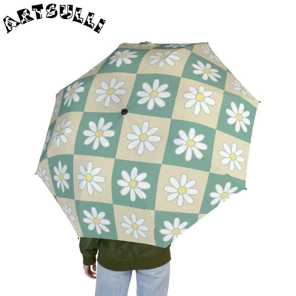 JAKKOUTTHEBXX Retro Daisy Checkerboard Green and Tan Semi-Automatic