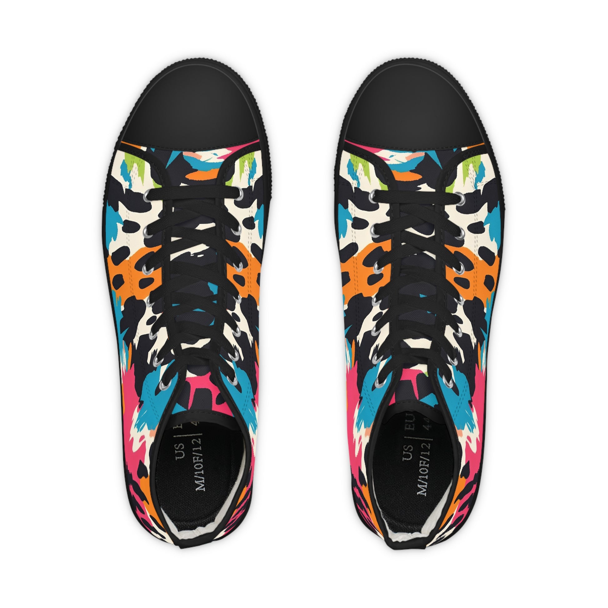 Wild Brush Strokes x Animal Print Multi-Color Men's High Top Sneakers, Artsulli - Art is Long, Life is Short, Shoes, , , , , , , 
