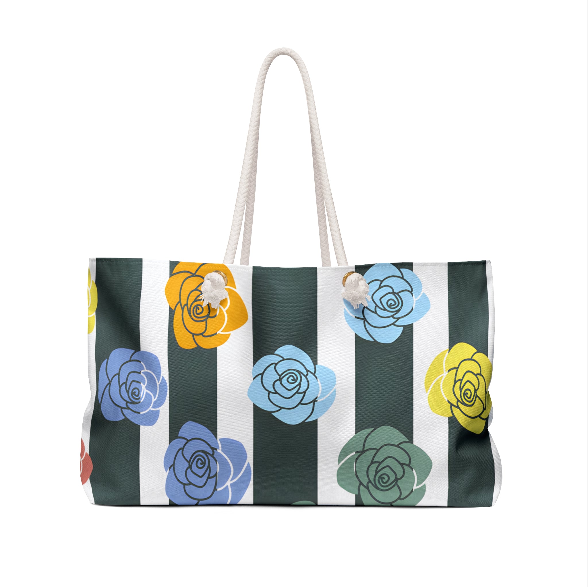 Stripes x Roses II Black and White Weekender Bag, Artsulli - Art is Long, Life is Short, Bags, , , , , , , 