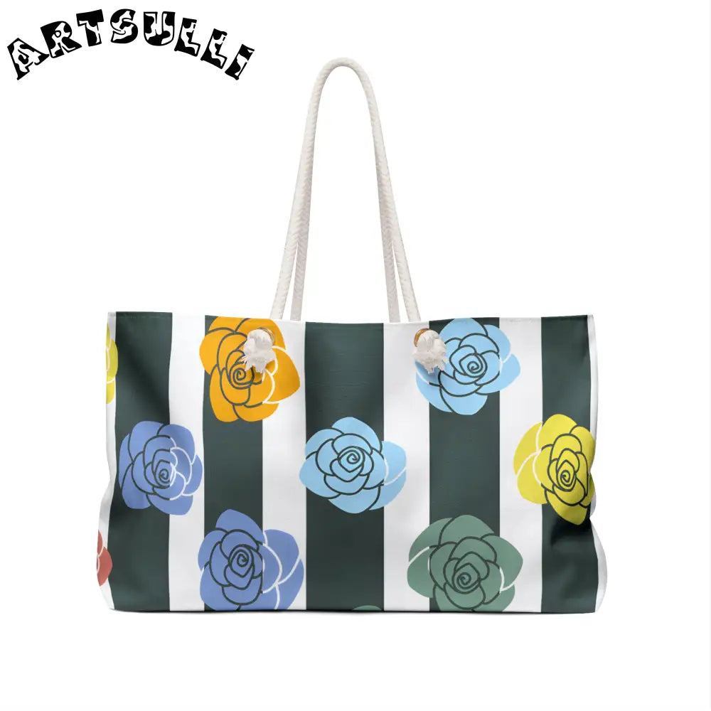 JAKKOUTTHEBXX Stripes x Roses II Black and White Weekender Bag