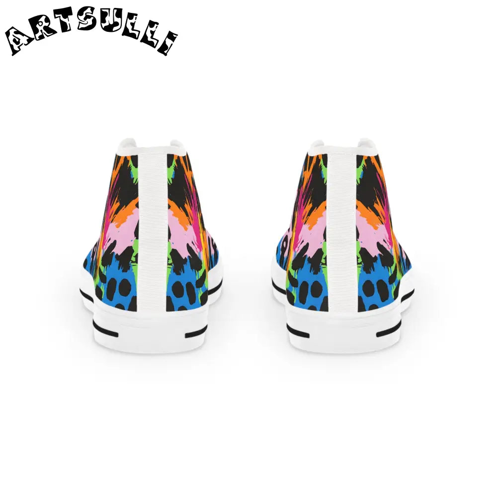 90s Neon Abstract High Top Sneakers, Artsulli - Art is Long, Life is Short, Shoes, , , , , , , 