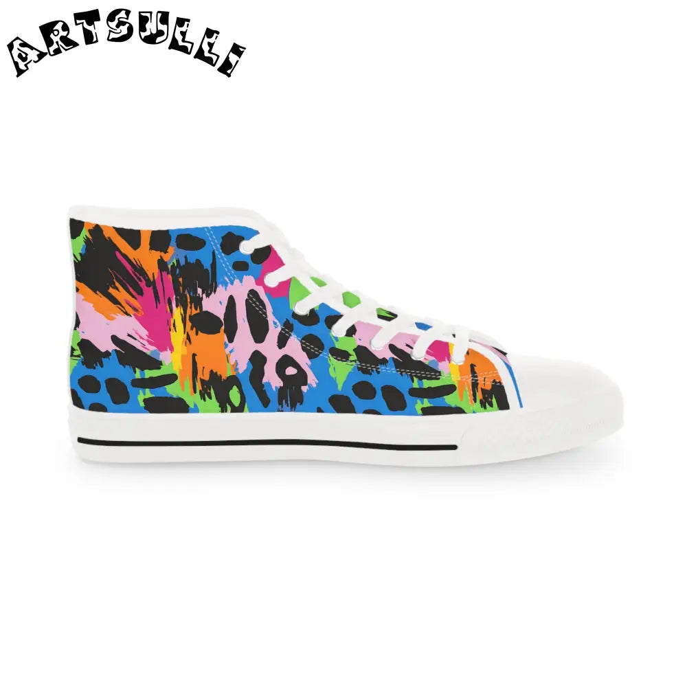 90s Neon Abstract High Top Sneakers, Artsulli - Art is Long, Life is Short, Shoes, , , , , , , 