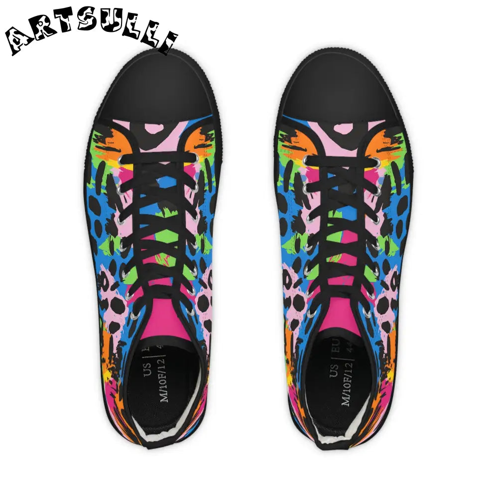 90s Neon Abstract High Top Sneakers, Artsulli - Art is Long, Life is Short, Shoes, , , , , , , 