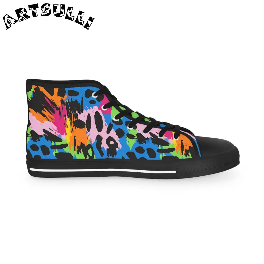 90s Neon Abstract High Top Sneakers, Artsulli - Art is Long, Life is Short, Shoes, , , , , , , 